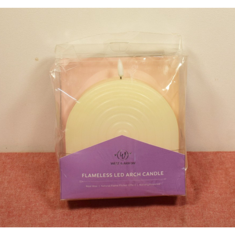 West & Arrow Teen 7" Flameless Arch Candle White (Pack Wear)